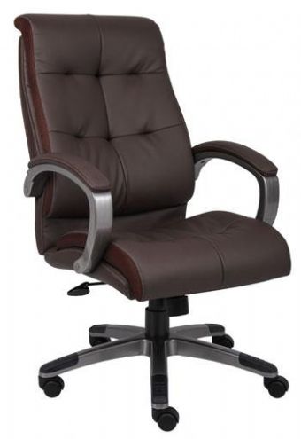 B8771 Boss Executive High Back with Pewter Base (Brown)