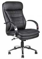 B9221 Boss Deluxe High-Back Executive Contemporary Chair (Black CaressoftPlus/Chrome Arms & Base)