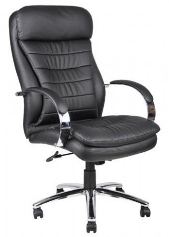 B9221 Boss Deluxe High-Back Executive Contemporary Chair (Black CaressoftPlus/Chrome Arms & Base)