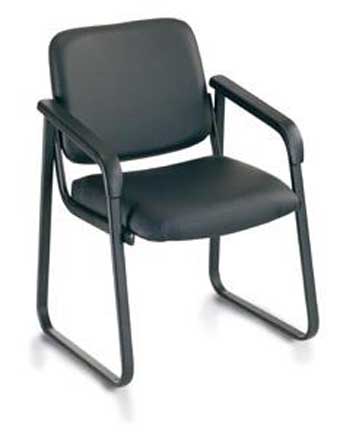 2748 Ashton Series Leather Guest Chair with Sled Base (Black)