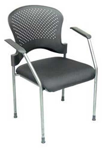 2894 Arc Series Stackable Chair with Arms/No Casters (Black/Silver Frame)