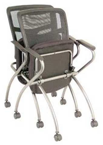 7794 CoolMesh Nesting Series Chair with Casters (Black Mesh Back/Black Fabric Seat)
