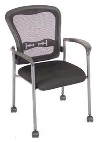 7804 Spice! Stack Series with Casters [#27/28] (Black Mesh Back/Black Fabric Seat)