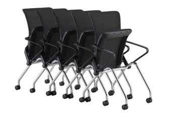 8524 - Black Nesting Chairs with Foldable Seats & Casters