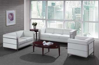 Madison Collection Leather Lounge Seating (White/Chrome Accents)
