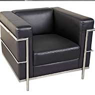 9281  Madison Collection Leather Club Chair (Black/Silver Accents)