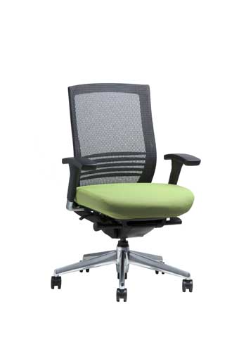 11721 Avid Series Mid-Back Executive Chair (Black Mesh Back & Green Fabric Seat)