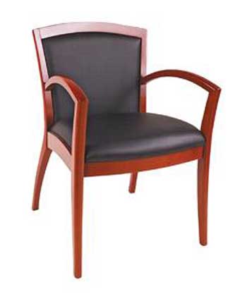 1500 Napoli Series Guest Chair (Black Leathertek/Cherry Frame)