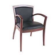 1500 Napoli Series Guest Chair (Black Leathertek/Mahogany)