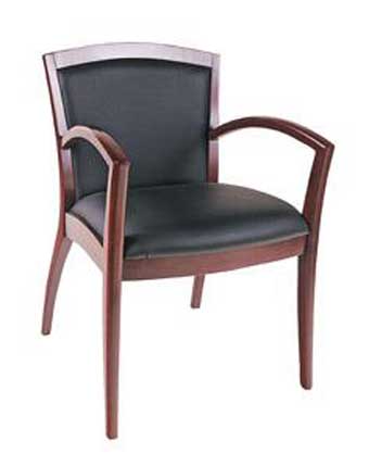 1500 Napoli Series Guest Chair (Black Leathertek/Mahogany)