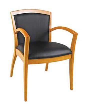 1500 Napoli Series Guest Chair (Black Leathertek/Honey Frame)