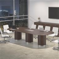 Deskmakers 12ft Racetrack Conference Table with Solid Wood Edge (Java Finish)