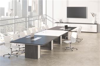 Milano Collection 18ft Rectangular Conference Table (Tenino Gray & White)