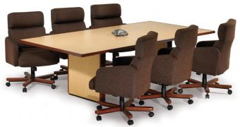 Faustino's Fluted Square Conference Table with Chairs