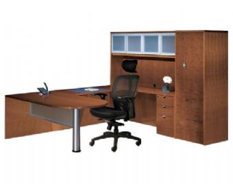 Jade Collection Bullet U-Shape Executive Suite Setup (Chestnut Cherry)