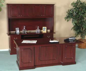 Harvard Collection High-Gloss Executive Desk & Hutch (Mahogany)