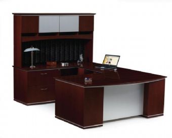 Milano Series Executive U-Shape Desk with Hutch (Yorkshire Cherry) 