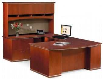 Milano Series Matte Beveled Workstation (Spice Walnut) 