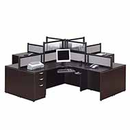 Borders Quad Unit Workstation (Espresso)