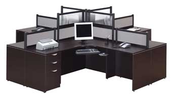 Borders Quad Unit Workstation (Espresso)