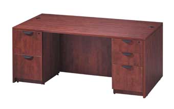 Classic Laminate Series Double Pedestal Desk (Cherry)