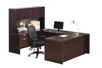 Classic Laminate Series Managerial U-Shaped Desk (Espresso)