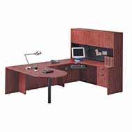 Classic Laminate Series Bullet L-Shape Desk with Hutch (Cherry)