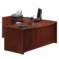 Classic Laminate Series L-Shaped Bow Front Desk (Cherry)