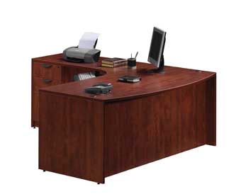Classic Laminate Series L-Shaped Bow Front Desk (Cherry)