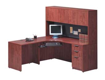 Classic Laminate Series Corner Unit with Hutch (Cherry)
