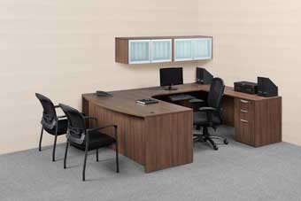 Classic Laminate Series Managerial U-Shape Desk (Modern Walnut)