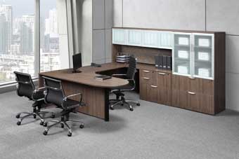 Classic Laminate Series Executive Bullet Shape U-Unit (Modern Walnut)