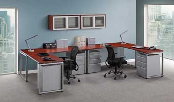 Elements Dual L-Stations with Grey Metal Pedestals (Cherry)  