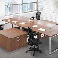 Elements 4-Cluster with Credenza (Modern Walnut)