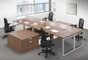 Elements 4-Cluster with Credenza (Modern Walnut)