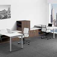 Elements Dual Station Loop Leg with Cubbies & Credenzas (Espresso & White)
