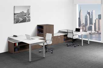 Elements Dual Station Loop Leg with Cubbies & Credenzas (Espresso & White)