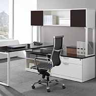 Elements L-Station with Hutch (Espresso & White)