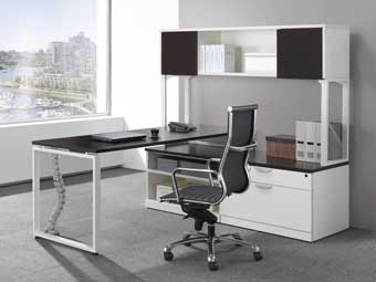 Elements L-Station with Hutch (Espresso & White)