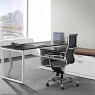 Elements L-Station with Loop Legs (Espresso & White)