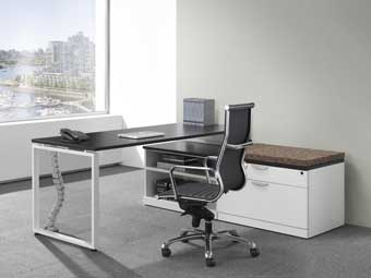 Elements L-Station with Loop Legs (Espresso & White)