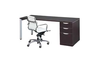 Elements Station with Single Pedestal (Espresso) & U-Shape Leg (White)