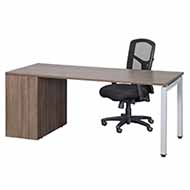 Elements Station with Single Pedestal (Modern Walnut) & U-Shape Leg (White)