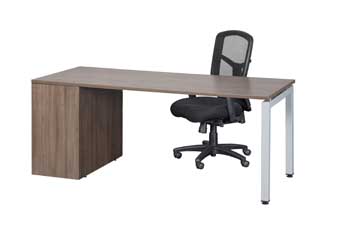 Elements Station with Single Pedestal (Modern Walnut) & U-Shape Leg (White)