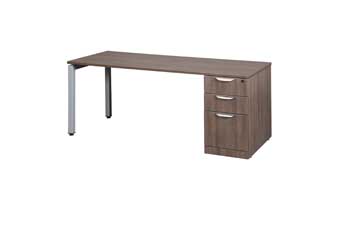 Elements Station with Single Box/Box/File Pedestal (Modern Walnut)