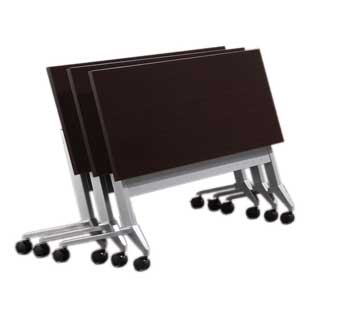 Nested Flip Top Tables with Casters (Espresso Top/Titanium Base)