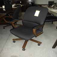 Mid Back Conference Chair (Black with Cherry Wood)