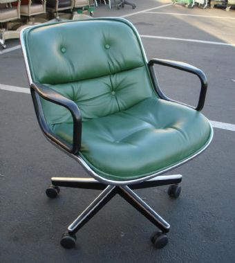 Knoll Pollock Leather Conference Armchair (Green)