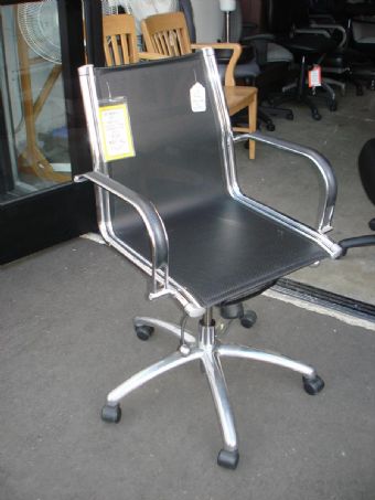 Modern Mid Back Chair (Black and Chrome)