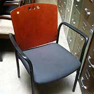 Stack Chair (Blue Fabric/Cherry Wood Back/Black Frame)